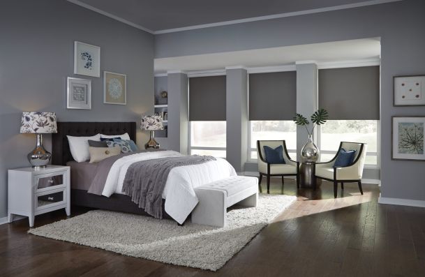 Lighting Shading Manufacturer Lutron in a bedroom