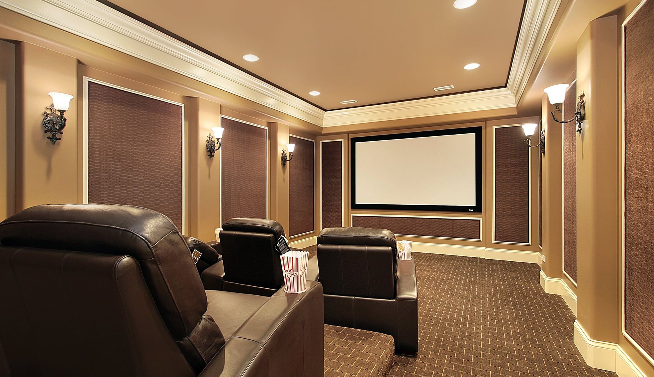 Dedicated home theater with high-performance audio, theater seating and acoustic treatments